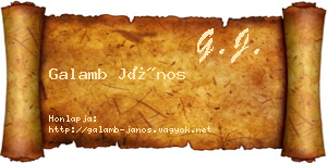 Galamb János névjegykártya