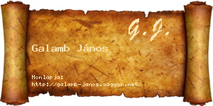 Galamb János névjegykártya